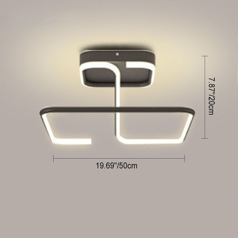 Modern Minimalist Aluminum Alloy Acrylic Lines LED Semi-Flush Mount Ceiling Light For Bedroom