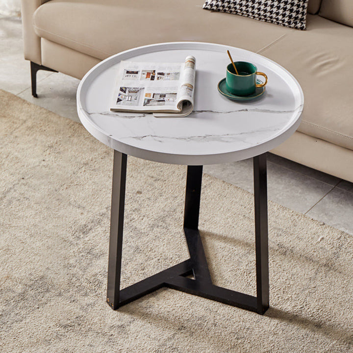 Table basse ronde en fer nordique contemporaine à 2 niveaux pour salon 