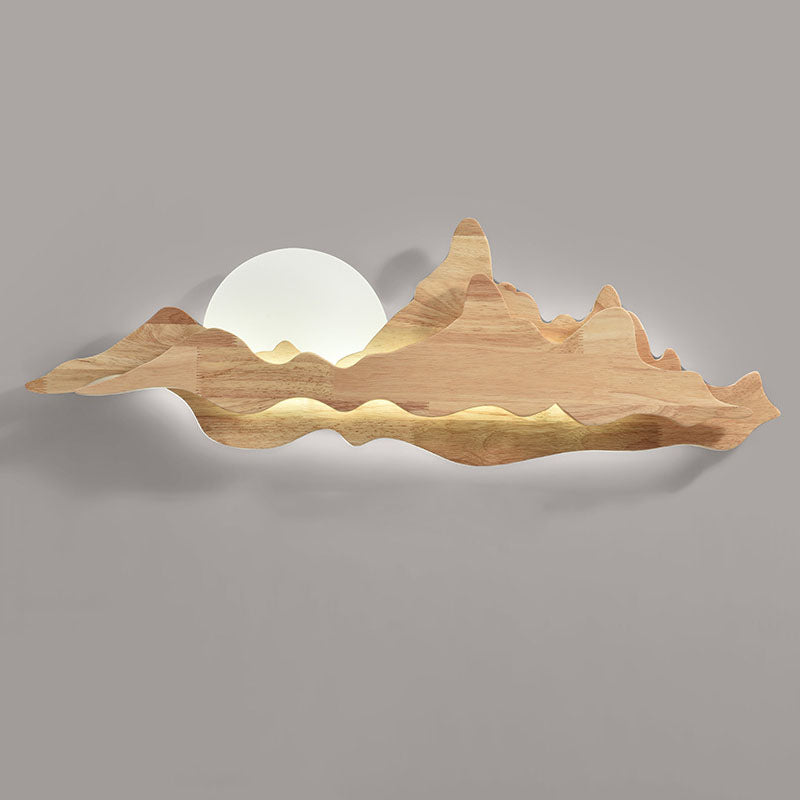 Lámpara de Aplique de Pared LED de Paisaje de Madera China Tradicional para Sala de Estar 