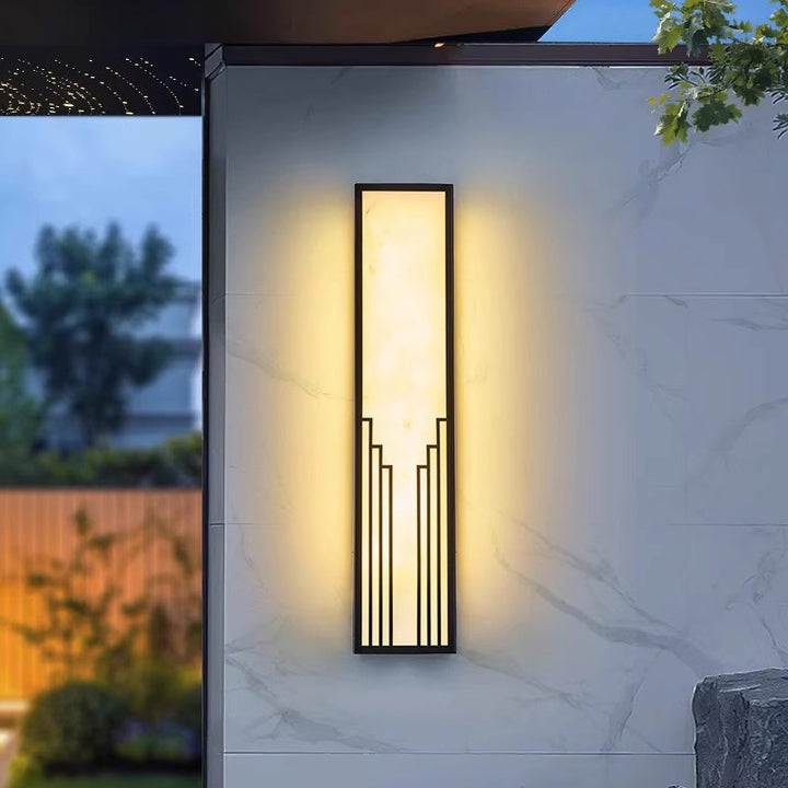 Modern Minimalist Rectangular Stainless Steel Imitation Marble LED Outdoor Wall Sconce Lamp For Garden