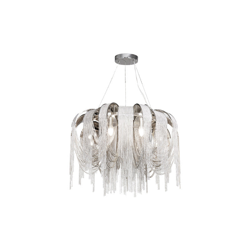 Modern Luxury Iron Aluminum Chain Tassel 6/8/10/12/15 Light Chandeliers For Hallway