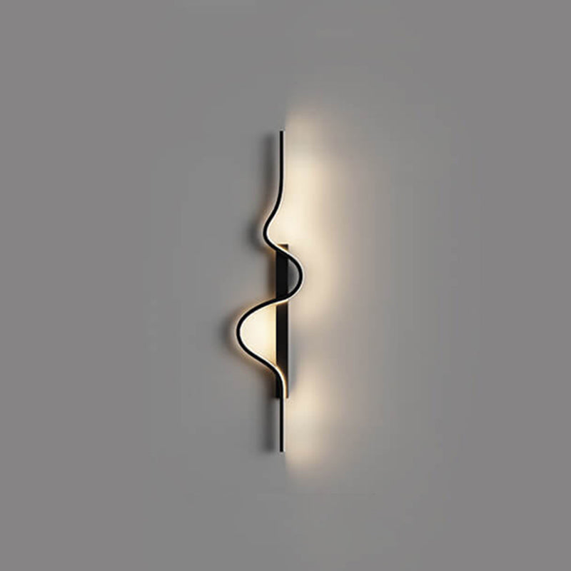 Modern Minimalist Long Wave Design Aluminum LED Wall Sconce Lamp For Living Room