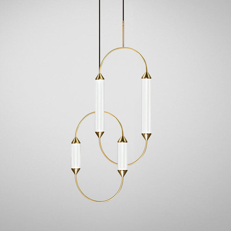 Zeitgenössische industrielle Streifen elliptische Eisen Glas LED Pendelleuchte für Esszimmer 