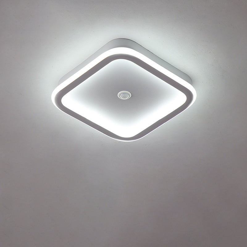 Plafonnier LED en fer aluminium PVC à montage affleurant rhombique rond minimaliste moderne pour salon 
