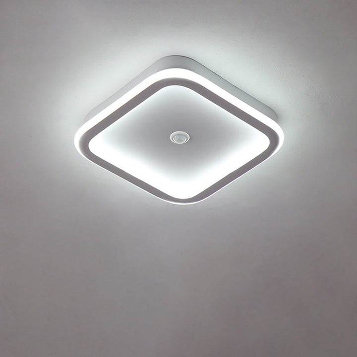 Plafonnier LED en fer aluminium PVC à montage affleurant rhombique rond minimaliste moderne pour salon 