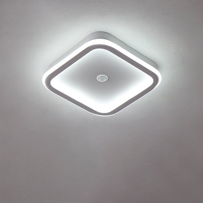 Modern Minimalist Inductively Round Rhombus Iron Aluminum PVC LED Flush Mount Ceiling Light For Living Room