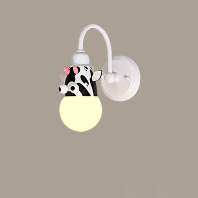 Lámpara de aplique de pared LED de hierro con vidrio redondo y diseño de criatura creativa contemporánea para dormitorio 