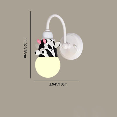 Lámpara de aplique de pared LED de hierro con vidrio redondo y diseño de criatura creativa contemporánea para dormitorio 