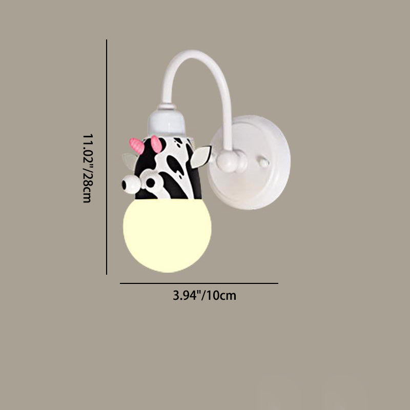 Lámpara de aplique de pared LED de hierro con vidrio redondo y diseño de criatura creativa contemporánea para dormitorio 