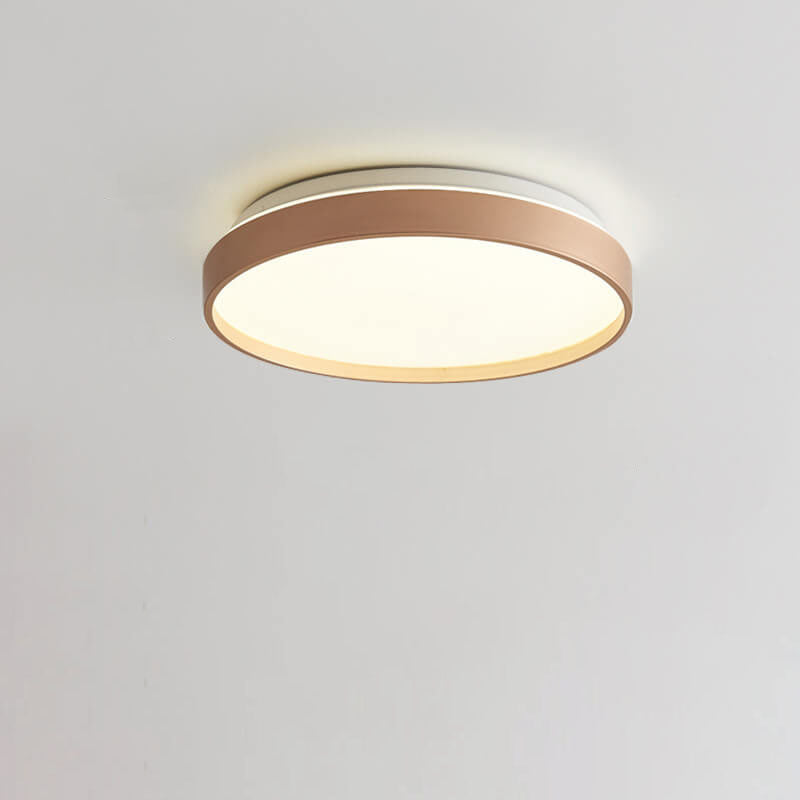 Modern Minimalist Round Solid Color Acrylic Iron LED Flush Mount Ceiling Light For Living Room &amp; Bedroom