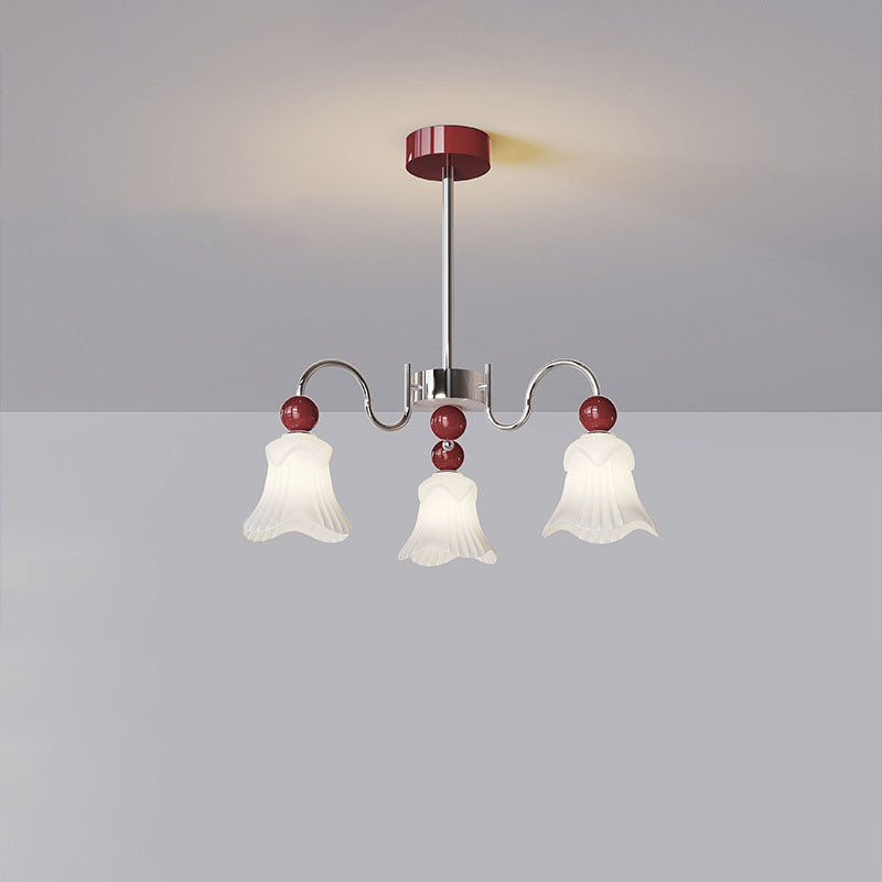 Moderne nordische Eisen-Glas-Blumenförmige Kugel 3/8-Licht-Kronleuchter für Wohnzimmer 