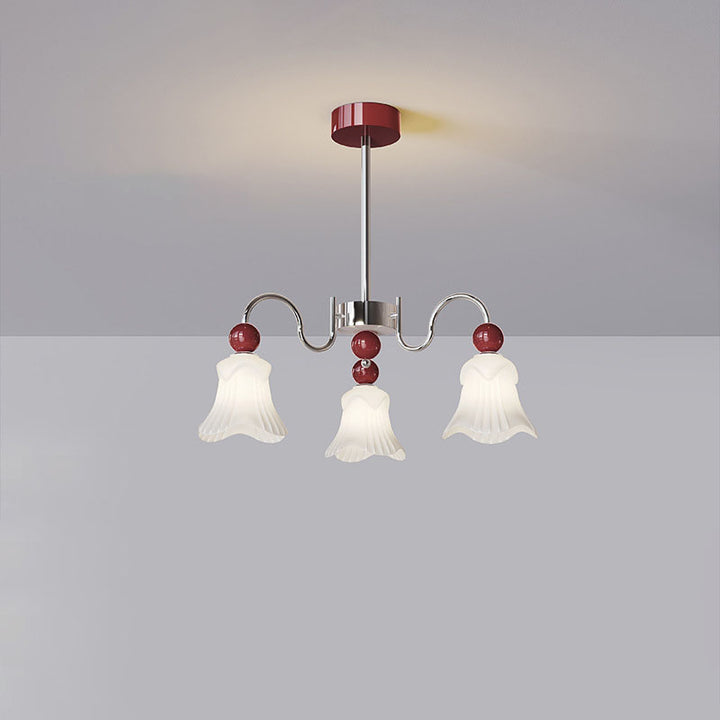 Moderne nordische Eisen-Glas-Blumenförmige Kugel 3/8-Licht-Kronleuchter für Wohnzimmer 
