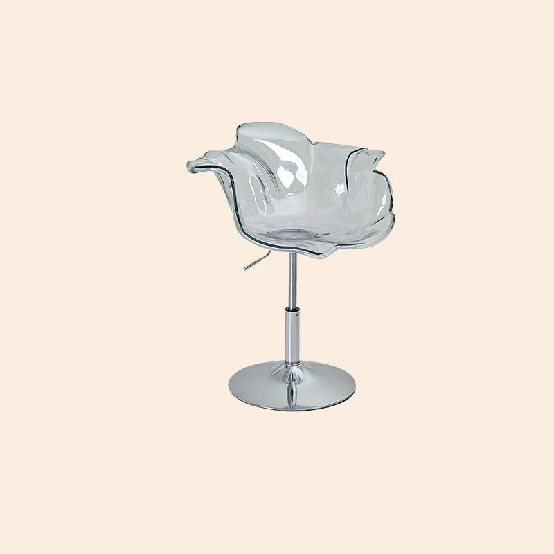 Chaise de salle à manger contemporaine créative en forme de pétale en PC, relevable, avec dossier et accoudoirs, pour salle à manger 