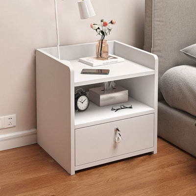 Table de chevet rectangulaire minimaliste moderne en panneau de densité avec 1/2/3 tiroirs pour chambre à coucher 