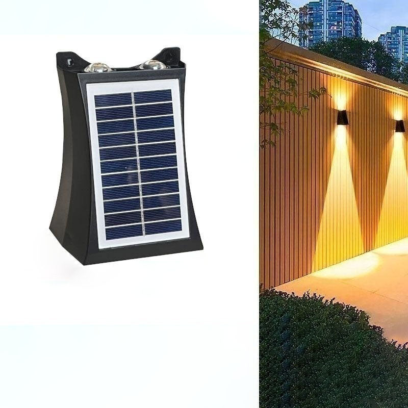 مصباح جداري LED مقاوم للماء بالطاقة الشمسية بتصميم بسيط حديث مصنوع من ABS وPMMA للمساحات الخارجية مثل الفناء 