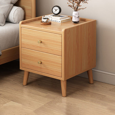 Table de nuit rectangulaire en bois de densité traditionnelle chinoise à 2 tiroirs pour chambre 
