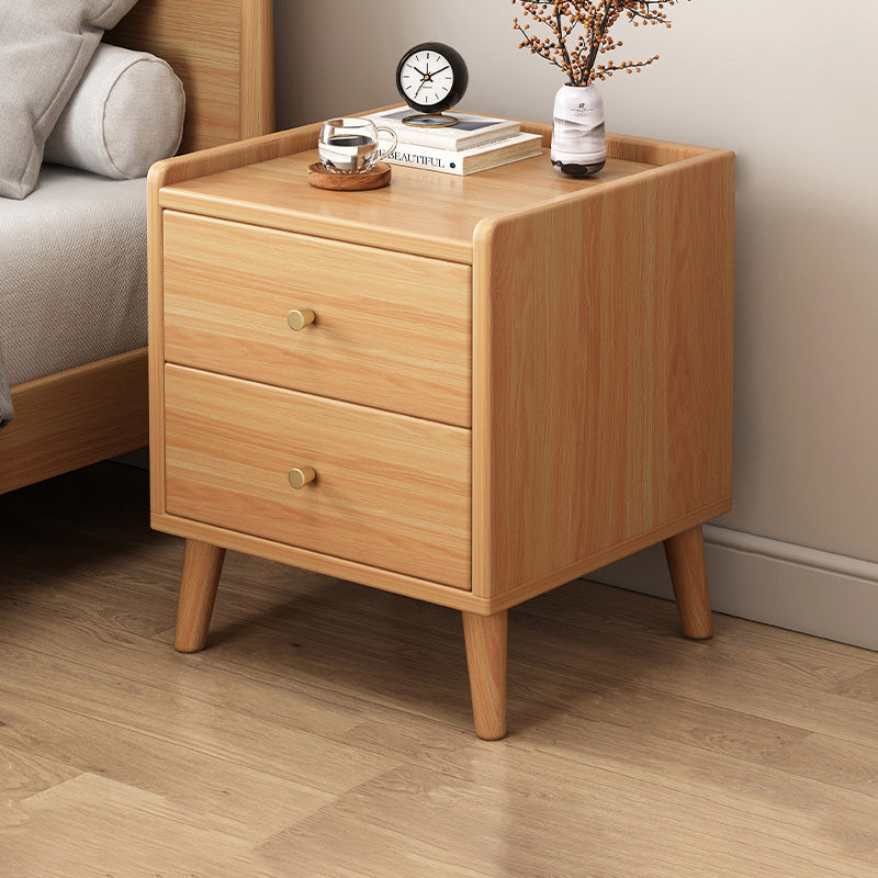 Table de nuit rectangulaire en bois de densité traditionnelle chinoise à 2 tiroirs pour chambre 
