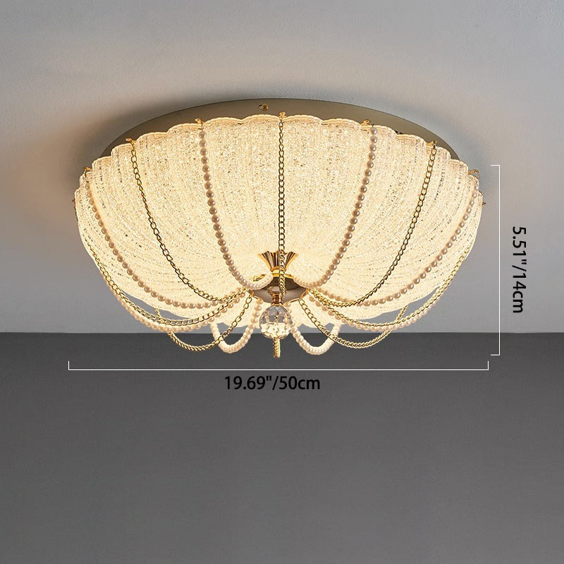 Moderne Art Deco Kürbis Halb Runde Eisen Kristall LED Unterputz Deckenleuchte Für Schlafzimmer 