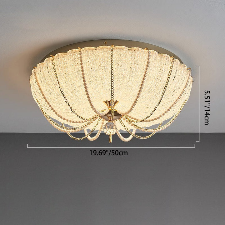 Moderne Art Deco Kürbis Halb Runde Eisen Kristall LED Unterputz Deckenleuchte Für Schlafzimmer 