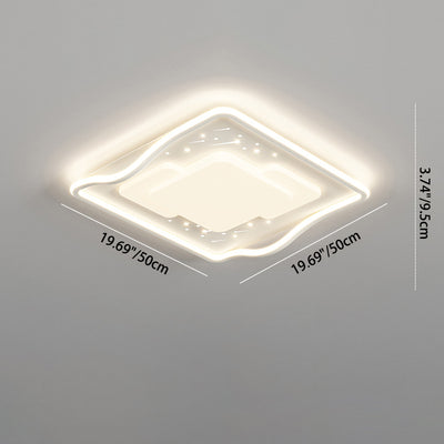 Luz de techo LED de montaje empotrado de hierro acrílico con ondas cuadradas redondas creativas contemporáneas para dormitorio 