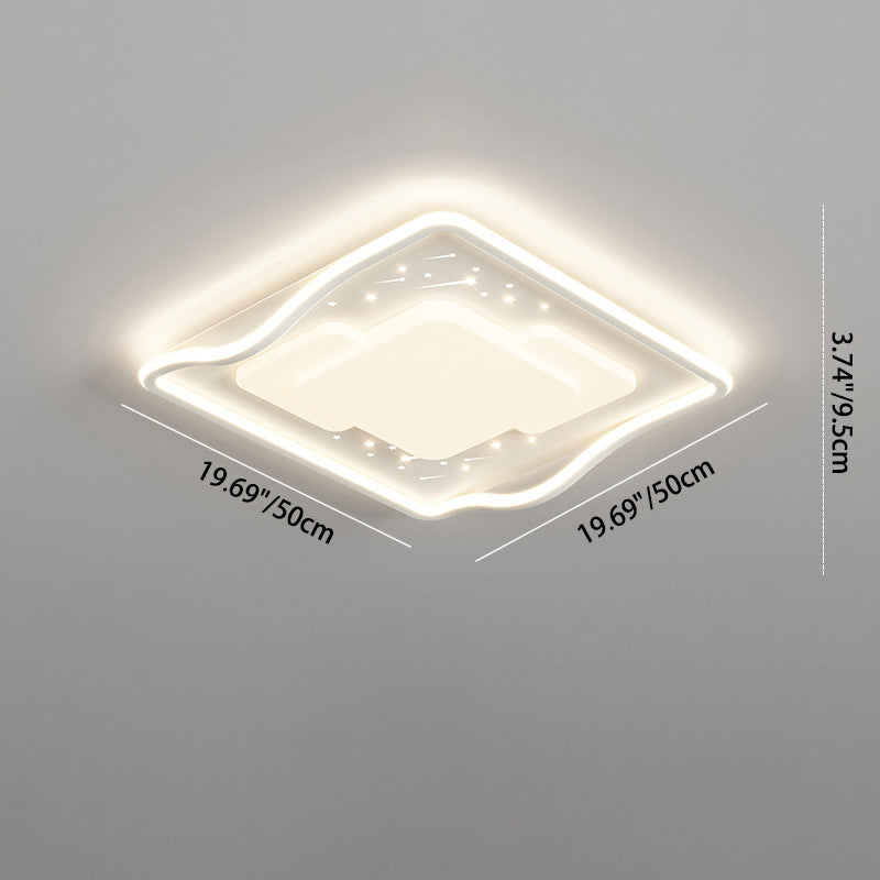 Luz de techo LED de montaje empotrado de hierro acrílico con ondas cuadradas redondas creativas contemporáneas para dormitorio 