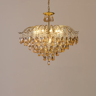 Contemporary Scandinavian Branch Crystal Iron 6/10/11/14 Light Chandelier For Bedroom
