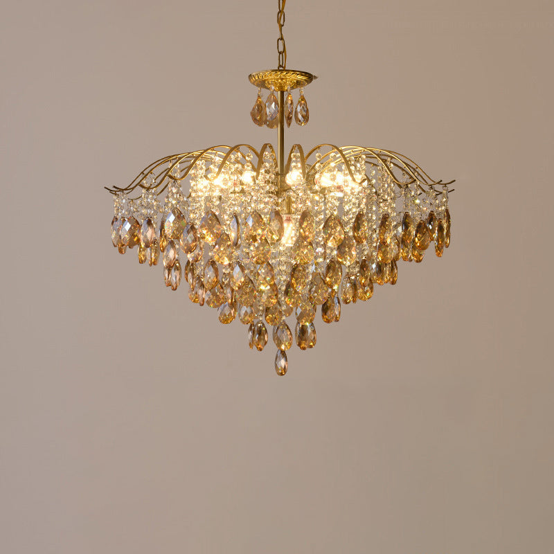 Contemporary Scandinavian Branch Crystal Iron 6/10/11/14 Light Chandelier For Bedroom