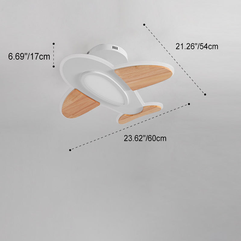 Luz de techo semiempotrada LED de madera y hierro para avión creativo contemporáneo para dormitorio 