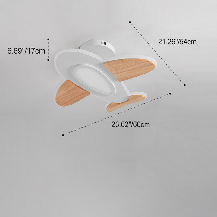 Luz de techo semiempotrada LED de madera y hierro para avión creativo contemporáneo para dormitorio 