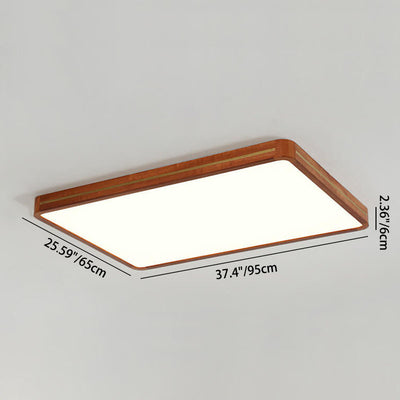Moderne schlanke LED-Deckenleuchte in Walnussfarbe aus Holz 