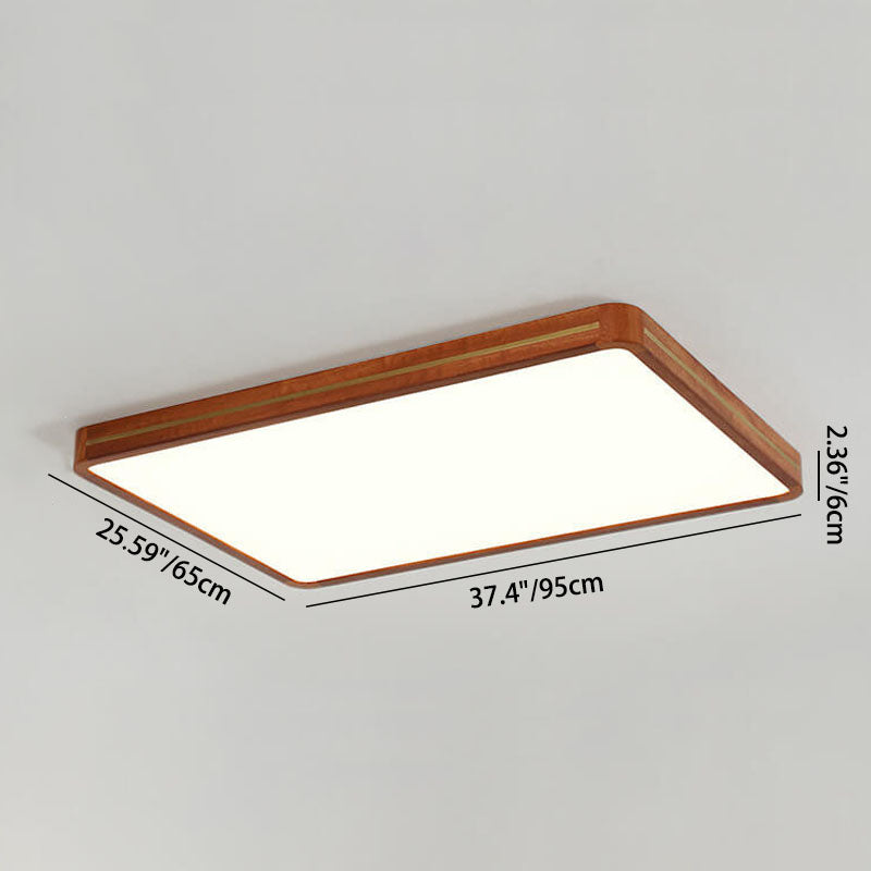 Modern Wooden Slim Walnut Color LED Flush Mount Light