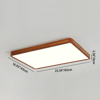 Modern Wooden Slim Walnut Color LED Flush Mount Light