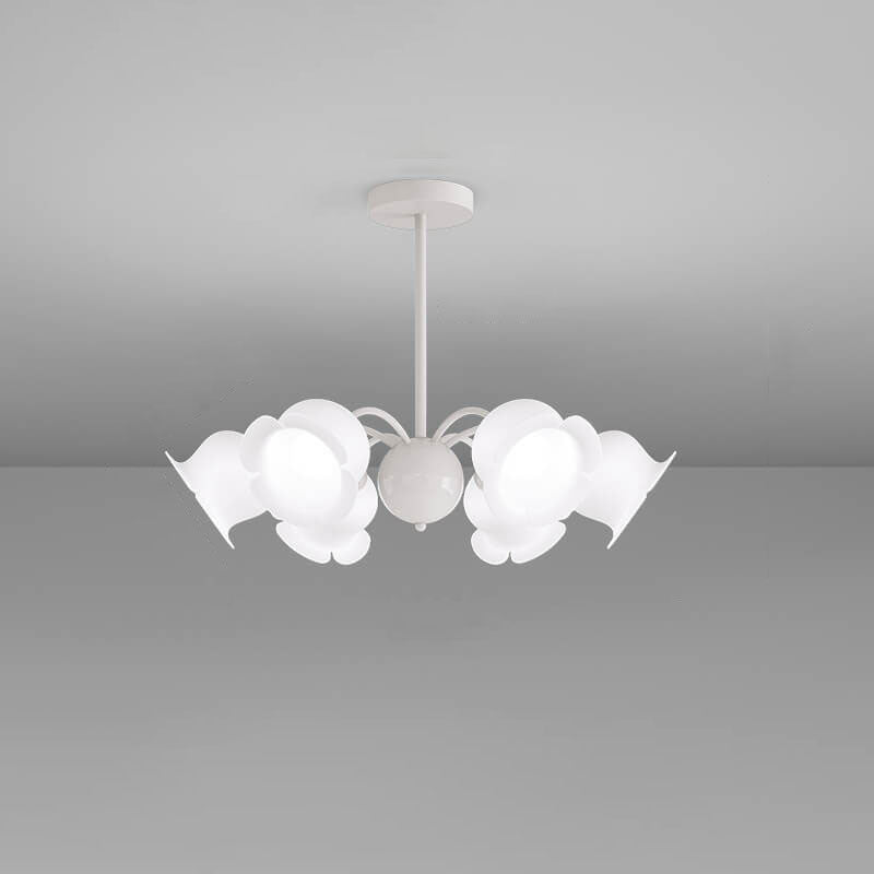 Lámpara de Araña de Flores Acrílicas de Hierro Forjado Francés Tradicional de 3/5/6/8 Luces para Sala de Estar 