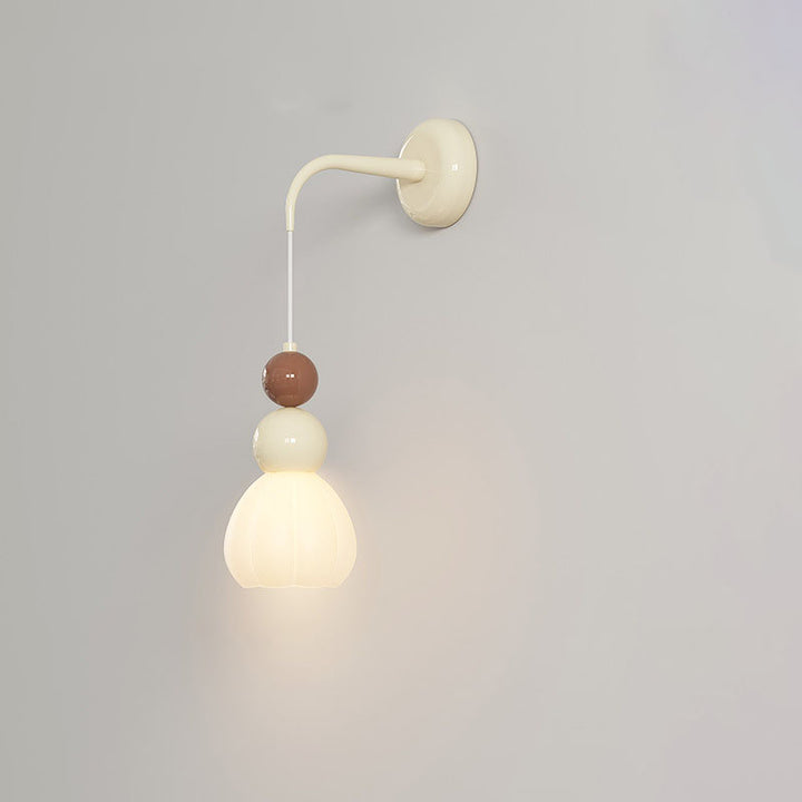 Modern Minimalist Round Gourd Petal Hardware Glass 1-Light Wall Sconce Lamp For Bedroom