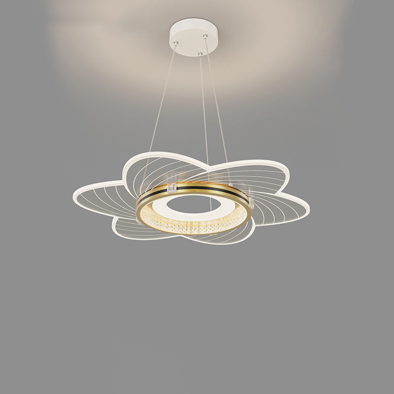 Lustre LED en acrylique cristal contemporain de luxe avec abat-jour tourbillon pour chambre 