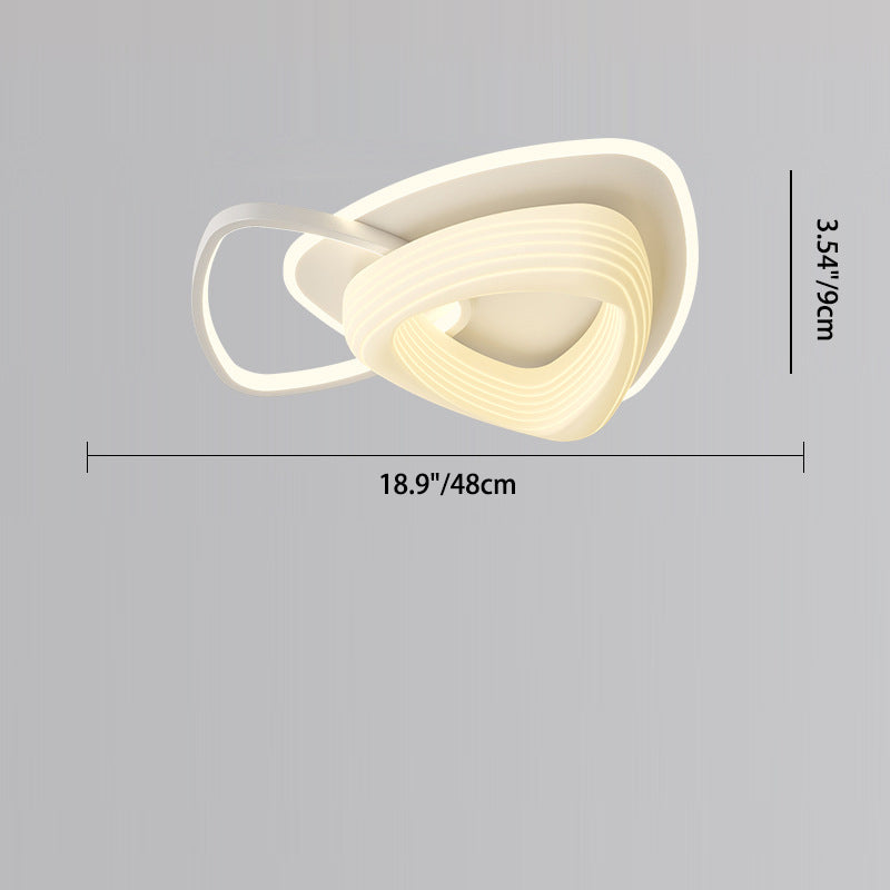 Lustre Plafonnier LED Rond en Métal Nordique Contemporain avec Motif de Fleurs et Triangle pour Chambre 