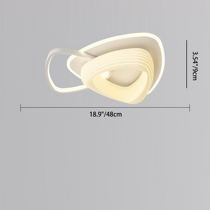 Lustre Plafonnier LED Rond en Métal Nordique Contemporain avec Motif de Fleurs et Triangle pour Chambre 