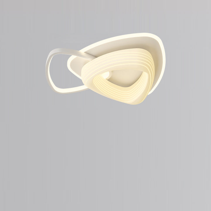 Lustre Plafonnier LED Rond en Métal Nordique Contemporain avec Motif de Fleurs et Triangle pour Chambre 