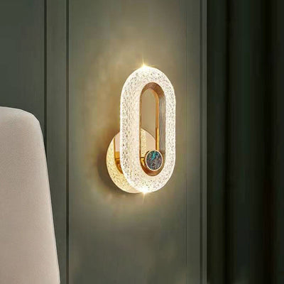 Contemporary Luxury Zinc Alloy Acrylic Shade Oval Ring LED Wall Sconce Lamp For Living Room