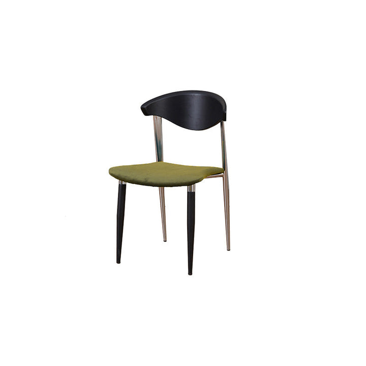 Traditional Vintage Square Plywood Velvet Iron Tapered Legs Dining Chair Backrest Armless For Dining Room