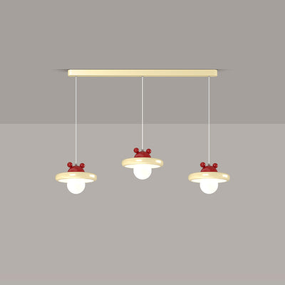 Zeitgenössischer nordischer Kirschglas-Eisen-3-Licht-Insel-Kronleuchter für Wohnzimmer 