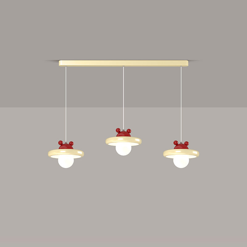 Zeitgenössischer nordischer Kirschglas-Eisen-3-Licht-Insel-Kronleuchter für Wohnzimmer 