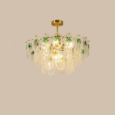 Lustre à 6 lumières en verre avec matériel ovale rond moderne de luxe pour salon 