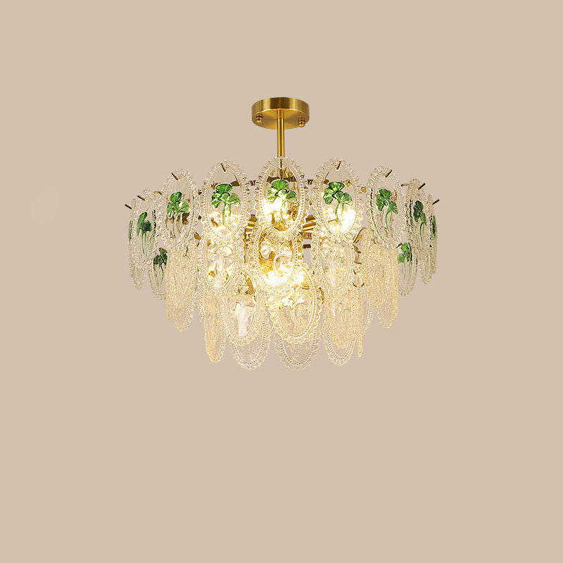 Lustre à 6 lumières en verre avec matériel ovale rond moderne de luxe pour salon 