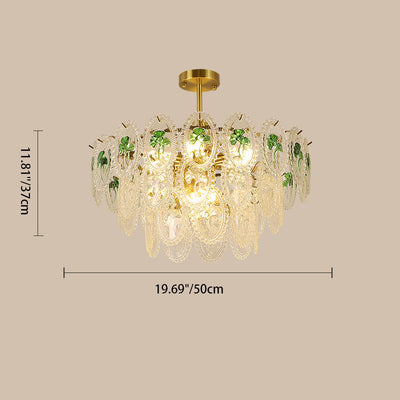 Lustre à 6 lumières en verre avec matériel ovale rond moderne de luxe pour salon 