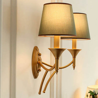 European Light Luxury Iron Fabric 1/2-Light Mushroom Wall Sconce Lamp