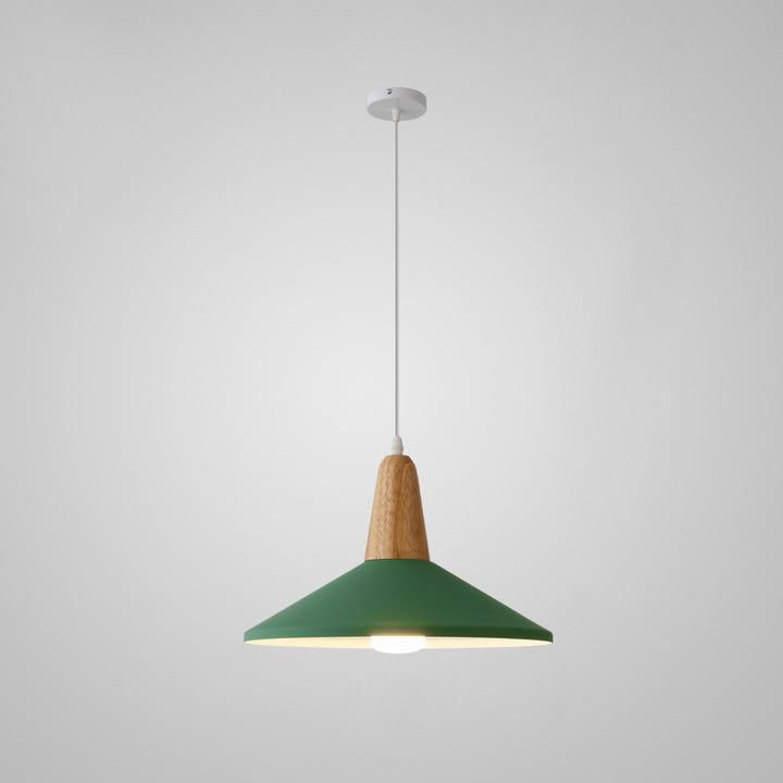 Modern Minimalist Macaron Color Aluminum Solid Wood 1-Light Pendant Light