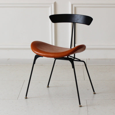 Chaise de salle à manger contemporaine en fourmi industrielle, bois, armature en cuir, tissu, éponge avec dossier pour salle à manger 