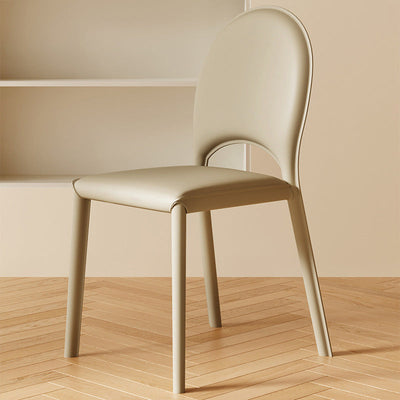 Moderner minimalistischer quadratischer ovaler Rücken aus echtem Leder Kohlenstoffstahl Esszimmerstuhl für das Esszimmer 