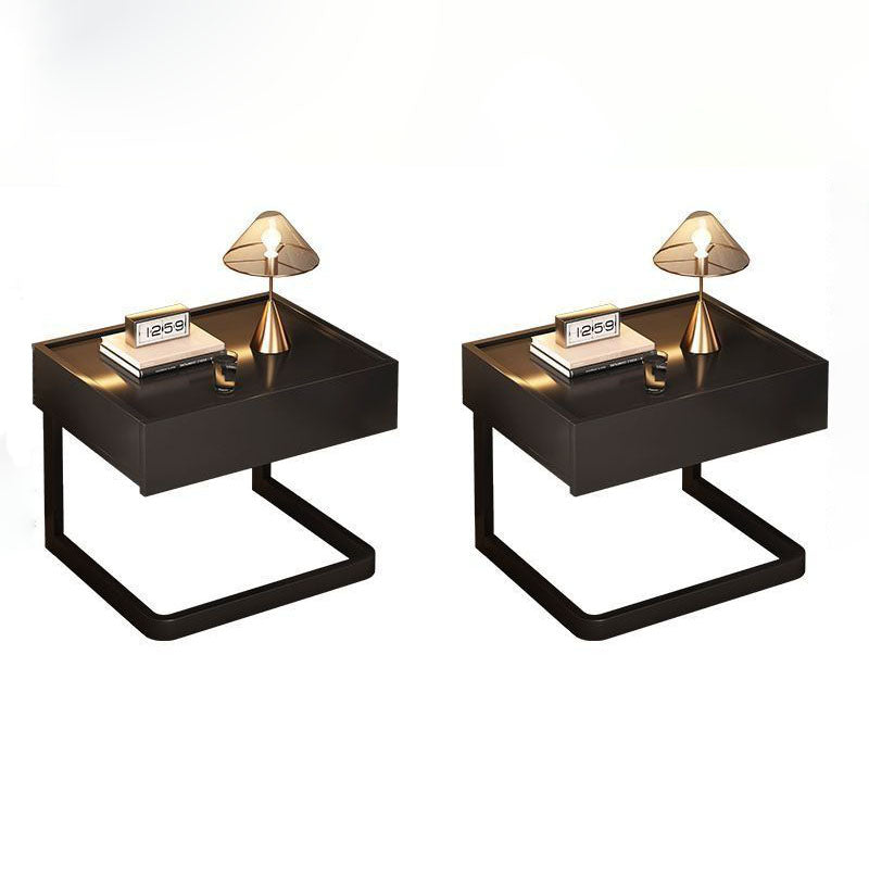 Modern Minimalist Rectangular MDF Steel Nightstand 1-Drawer For Bedside